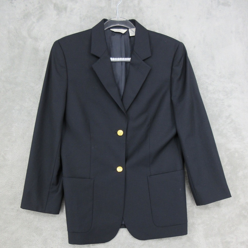 Brooks Brothers 346 Blazer Womens Size 10 Navy Wool Gold Buttons Quiet Luxury